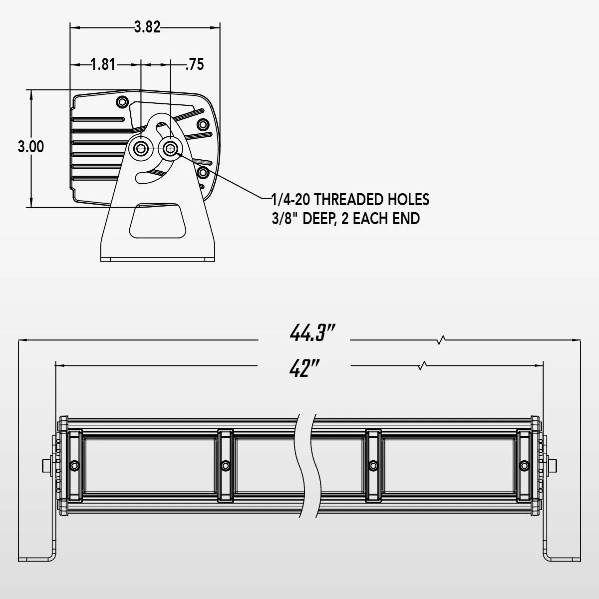 45" TRX Series Single Color Infrared LED Light Bar (White/IR)