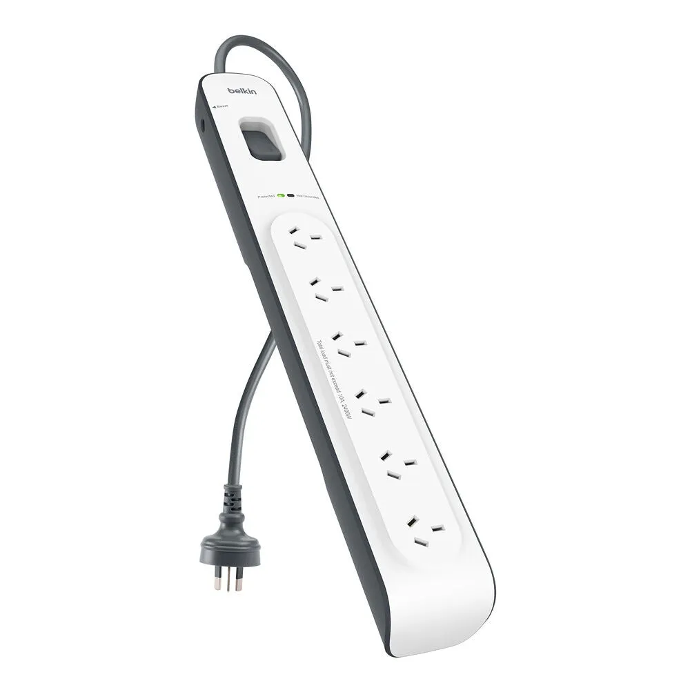 6-outlet Surge Protection Strip with 2M Power Cord