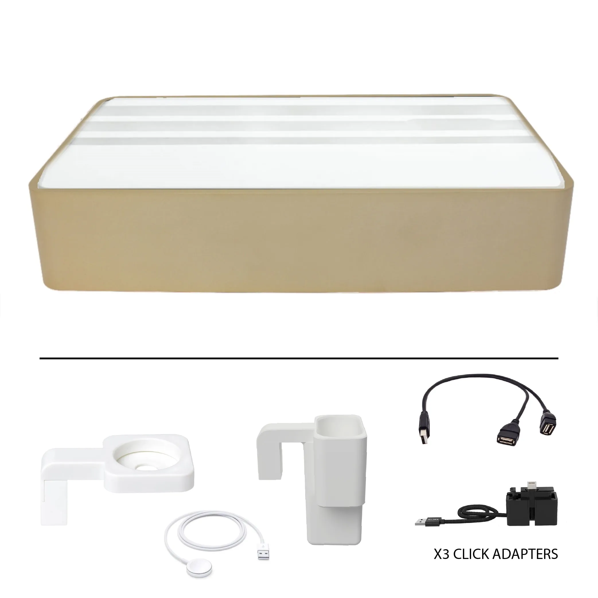 ALLDOCK Wireless Family Aluminum Gold & White Package