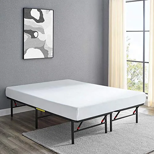 Amazon Basics Foldable Metal Platform Bed Frame with Tool Free Setup, 14 Inches High, Full, Black