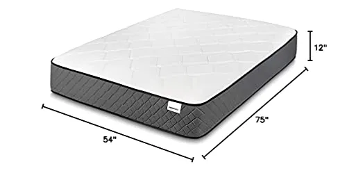 Amazon Basics Hybrid Mattress, Medium Feel, Memory Foam, Motion Isolation Springs, 12 Inch, Full, White & Gray