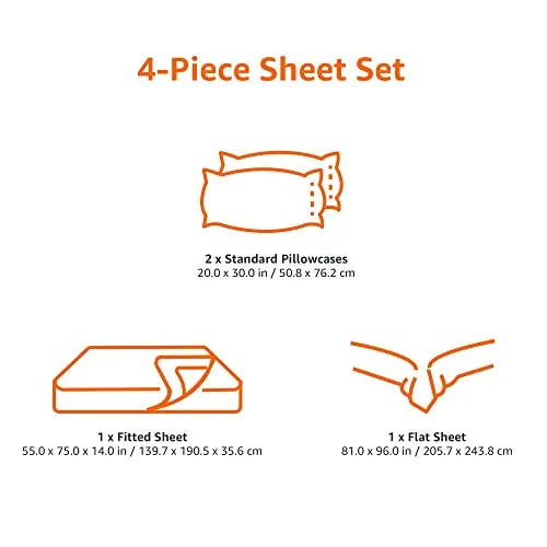 Amazon Basics Lightweight Super Soft Easy Care Microfiber Bed Sheet Set with 14" Deep Pockets - Full, Bright White