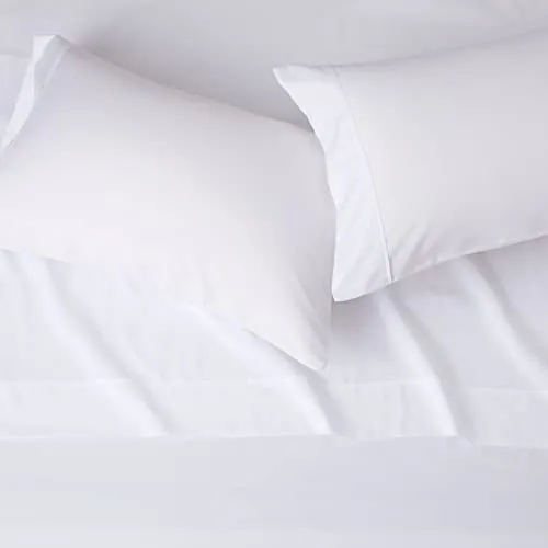 Amazon Basics Lightweight Super Soft Easy Care Microfiber Bed Sheet Set with 14" Deep Pockets - Full, Bright White