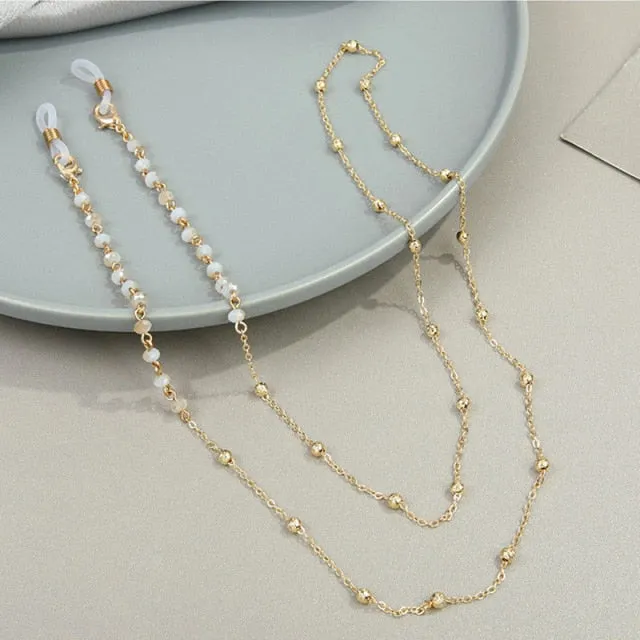 Anti Lost Chains For AirPods Snake Imitation Pearl Glasses Lanyard Chain For Women Creative Metal Necklace Accessories Jewelry| |