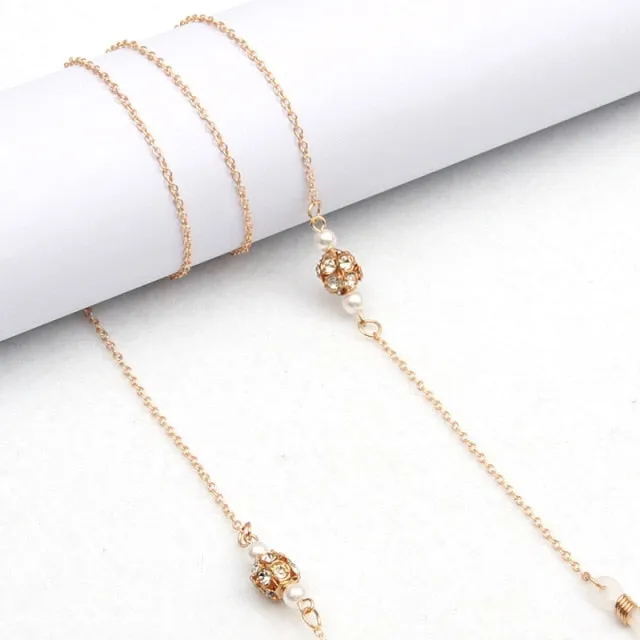 Anti Lost Chains For AirPods Snake Imitation Pearl Glasses Lanyard Chain For Women Creative Metal Necklace Accessories Jewelry| |