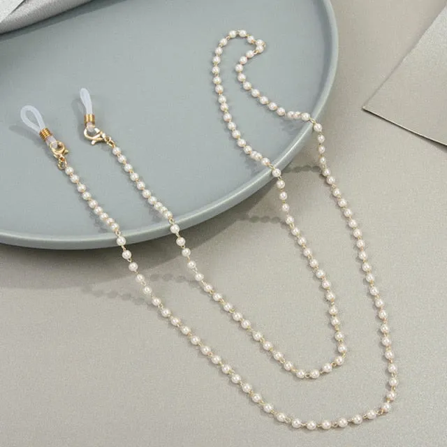 Anti Lost Chains For AirPods Snake Imitation Pearl Glasses Lanyard Chain For Women Creative Metal Necklace Accessories Jewelry| |