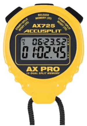 AX725BY-Professional dual split stopwatch with 16 memories. In Yellow case