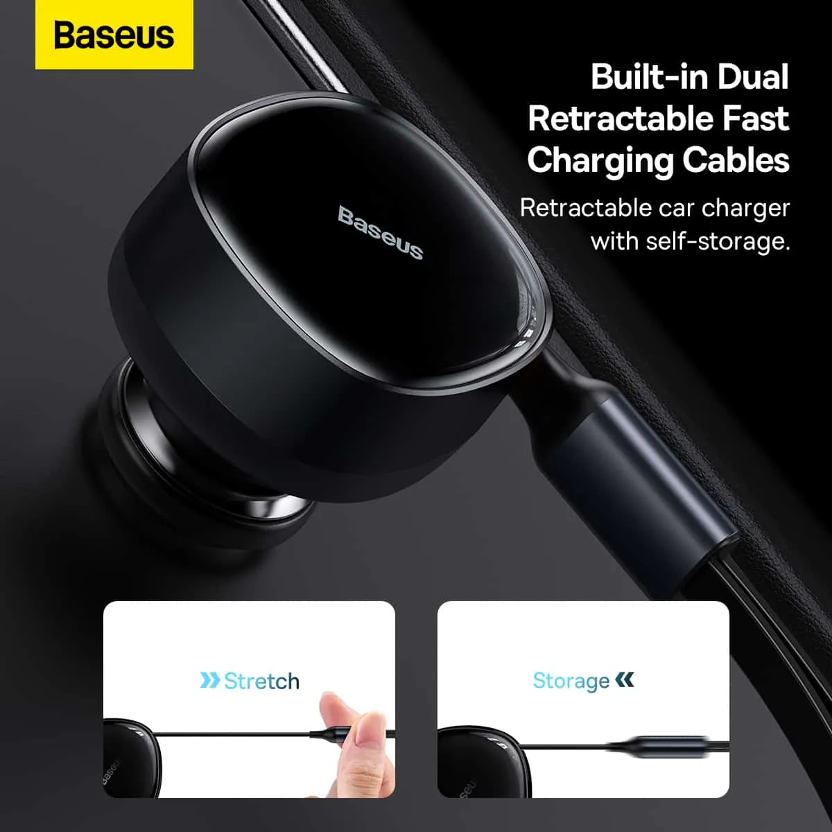 Baseus Enjoyment Retractable 2-in-1 C L 30W Car Charger