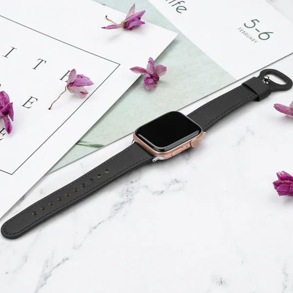 Black Genuine Leather Apple Watch Band 黑色真皮Apple 錶帶 (KCWATCH1149)