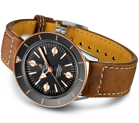 BRT Watch Superocean Heritage 57 Gold Leather Folding Clasp