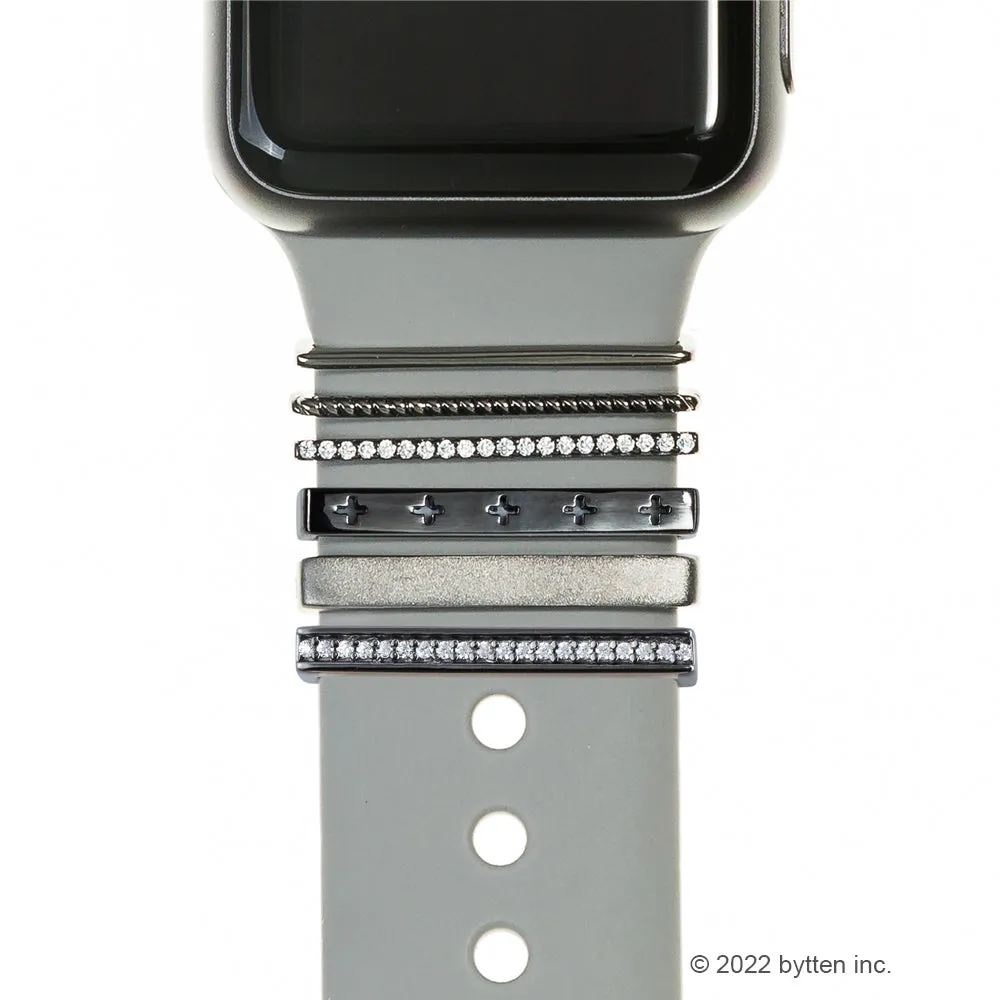 BYOB™ - black rhodium stacking rings • Apple Watch & Fitbit band accessory