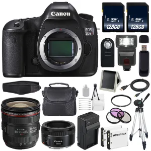 Canon EOS 5DS R DSLR Camera (International Model) 0582C002   Canon EF 24-70mm f/4L is USM Lens   EF 50mm f/1.8 STM Lens Bundle