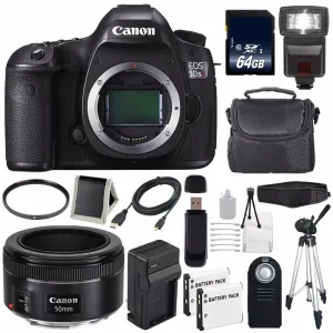 Canon EOS 5DS R DSLR Camera (International Model) 0582C002   Canon EF 50mm f/1.8 STM Lens   LP-E6 Battery   64GB Card Storage Bundle