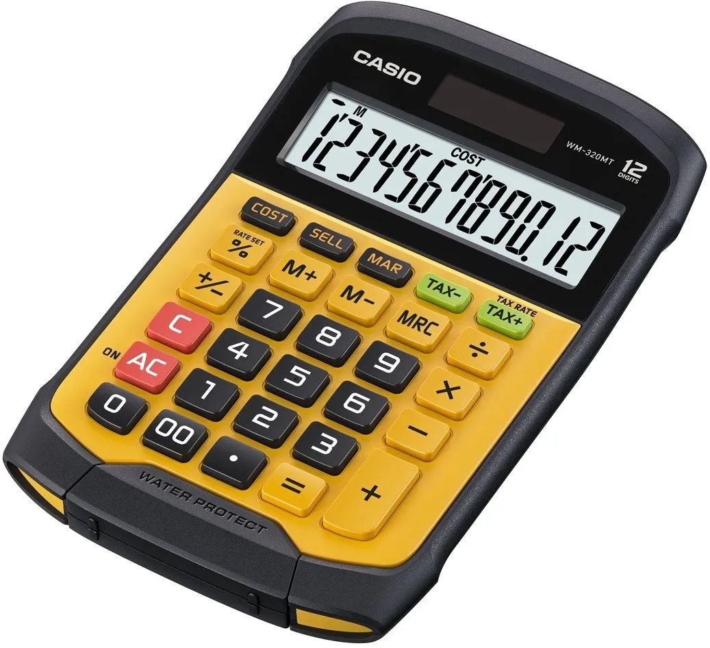 Casio Office Calculator Waterproof Wm-320Mt-S, 12-Digit Display, Removable Keyboard.