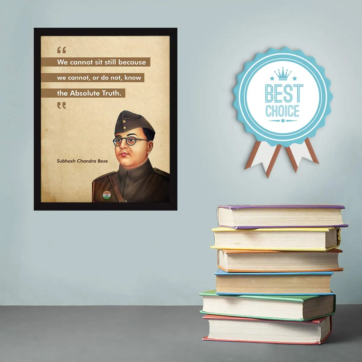 Chaka Chaundh - Subhash Chandra Bose Poster Frame Photo - motivational quotes frames - poster with frame - Subhash Chandra Bose Quote Poster – Inspirational Quotes wall frames - (13.6 X 10.6 Inches)