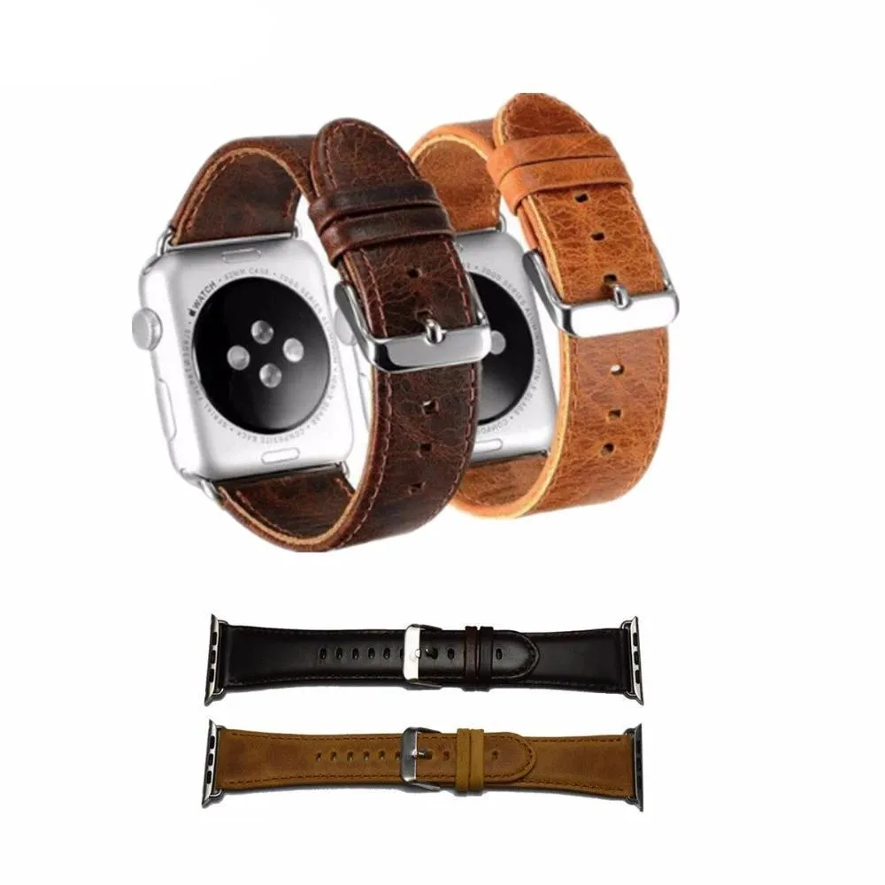 Classic Metal Clasp Watchband Belt Premium Leather Strap Series