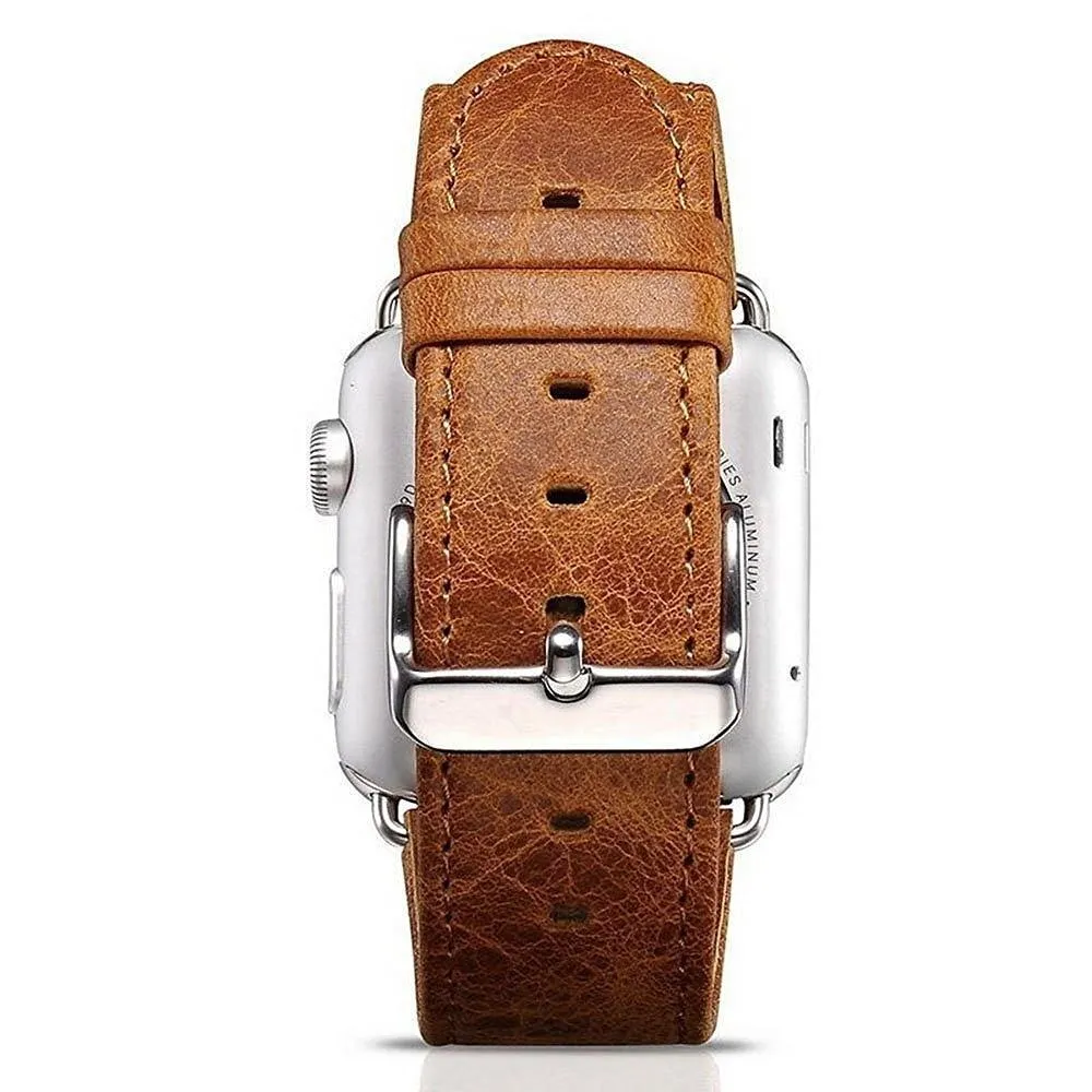 Classic Metal Clasp Watchband Belt Premium Leather Strap Series