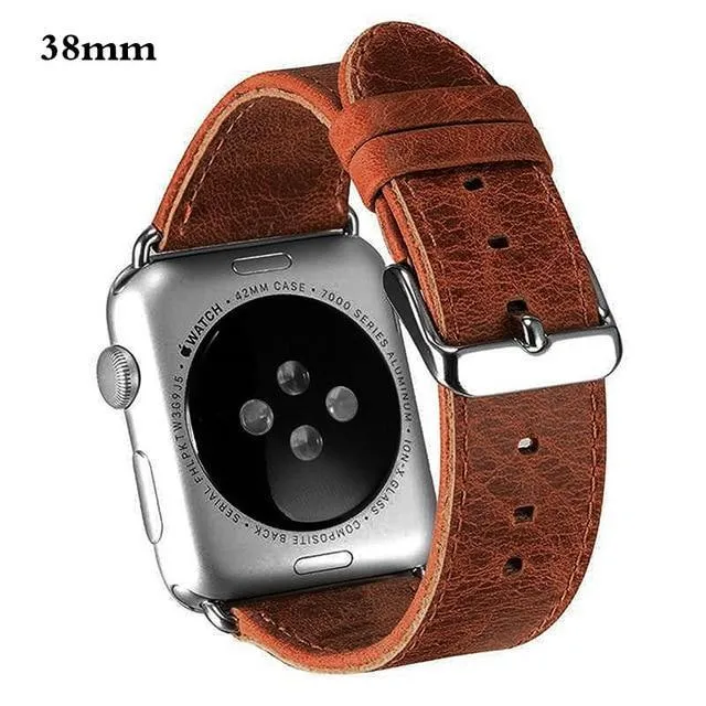 Classic Metal Clasp Watchband Belt Premium Leather Strap Series