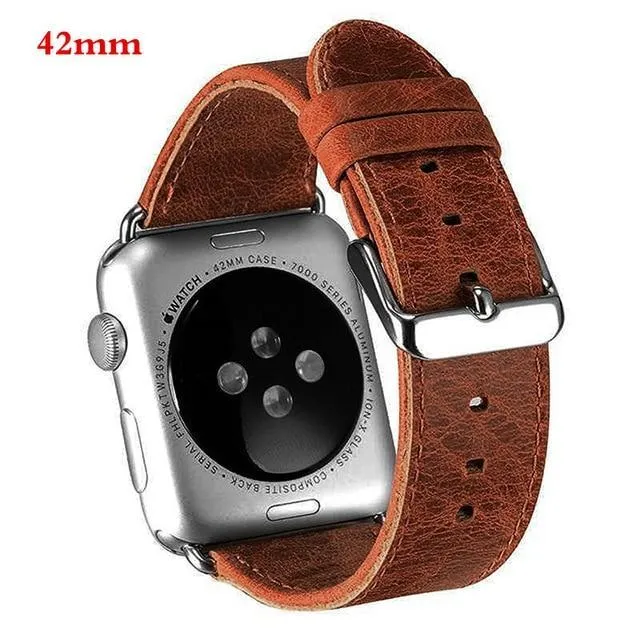 Classic Metal Clasp Watchband Belt Premium Leather Strap Series