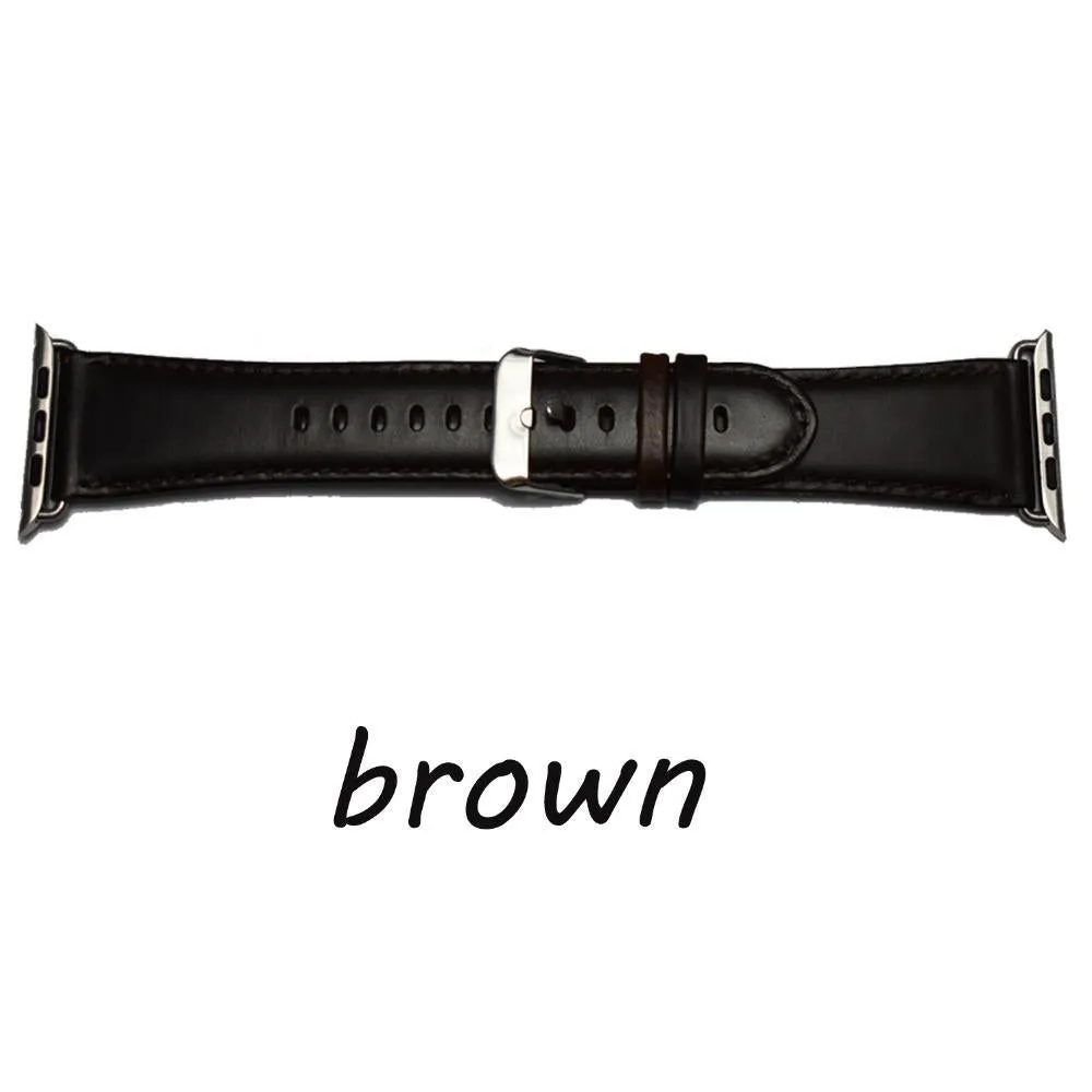 Classic Metal Clasp Watchband Belt Premium Leather Strap Series