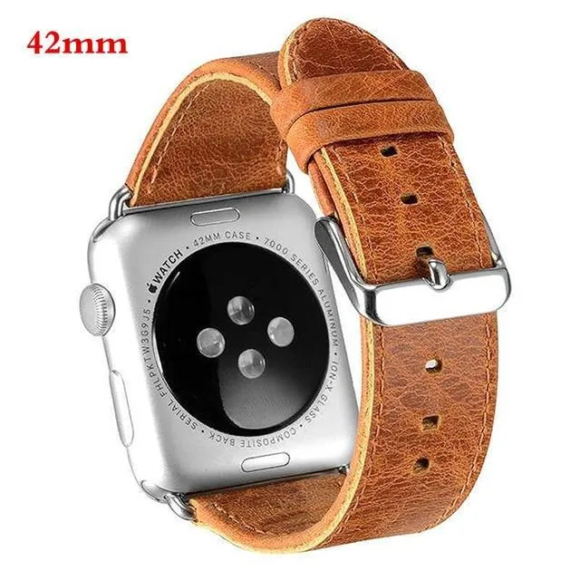 Classic Metal Clasp Watchband Belt Premium Leather Strap Series