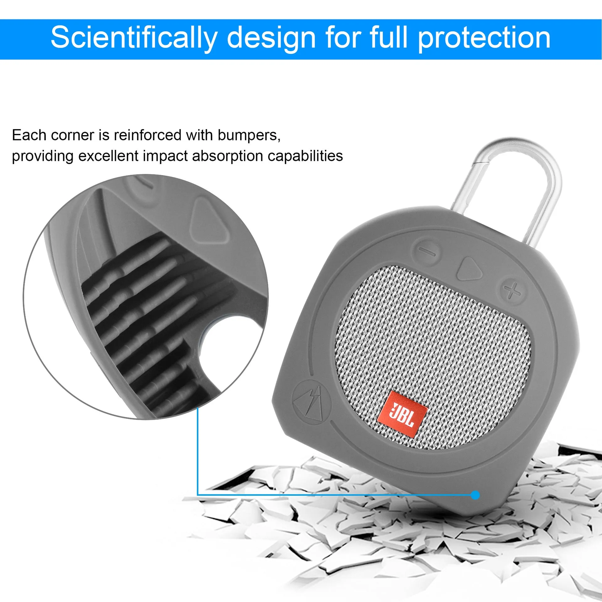 Drop-Resistant Silicone Speaker Package Applicable JBL Clip3 Protective Case