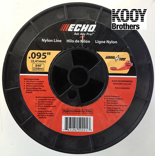 ECHO .095" Nylon Cross Fire Trimmer Line 3lb roll