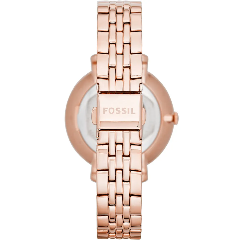 Fossil ES5252SET Jacqueline Rose Tone Watch with Necklace and Earrings