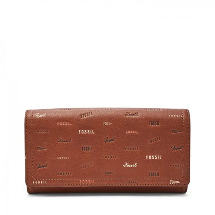 Fossil Women Wallet Logan Rfid Flap Clutch |SL7921914| Brown Multi