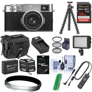 FUJIFILM X100VI Digital Camera (Silver/Black) with Sandisk 128GB Memory Card Essential Bundle