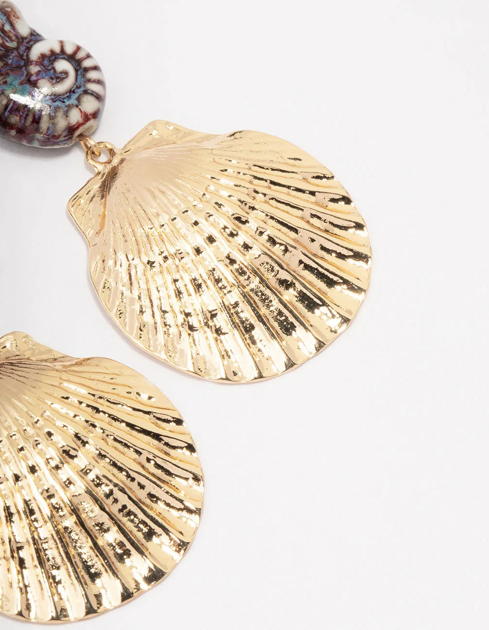 Gold Graduating Shell Drop Earrings