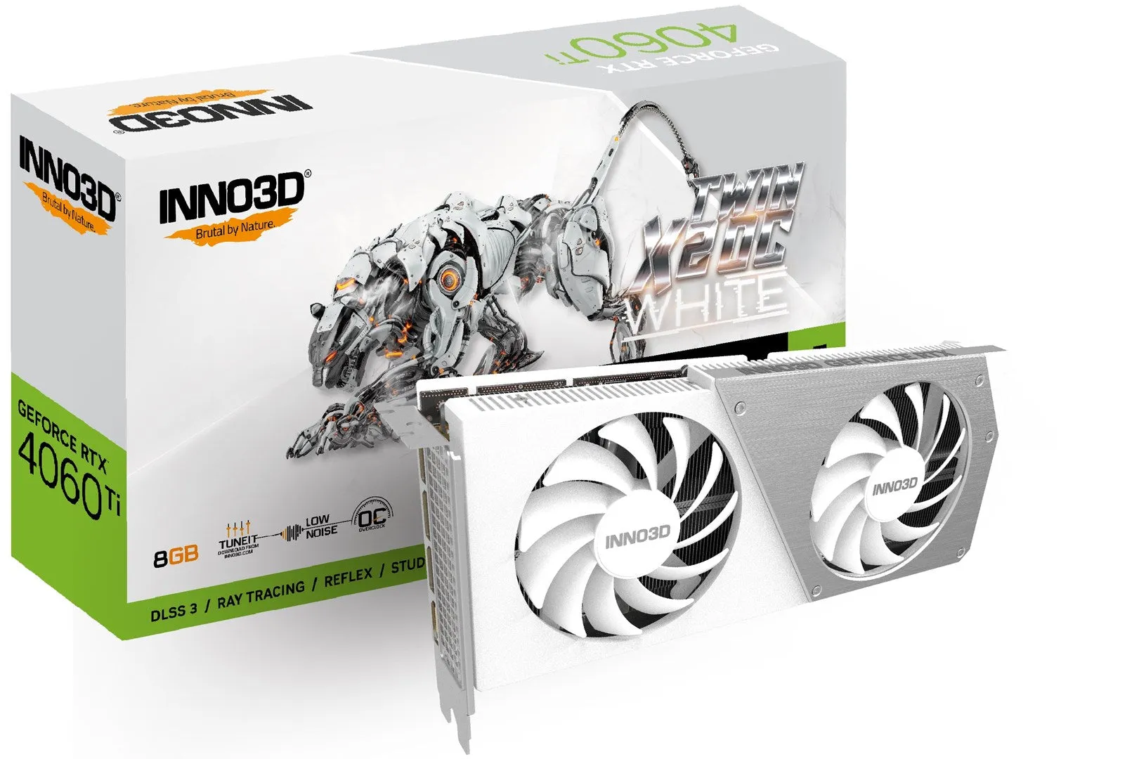 Graphics Card Inno3d Geforce Rtx 4060 Ti Twin X2 Oc Wh Nvidia 8 Gb Gddr6 Dlss 3