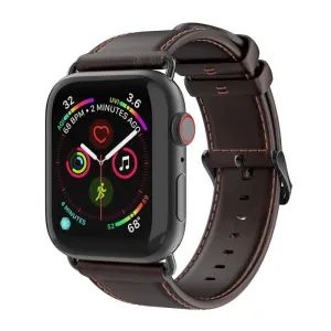 High Quality Leather Strap Apple Watch Band Black Adapter Series