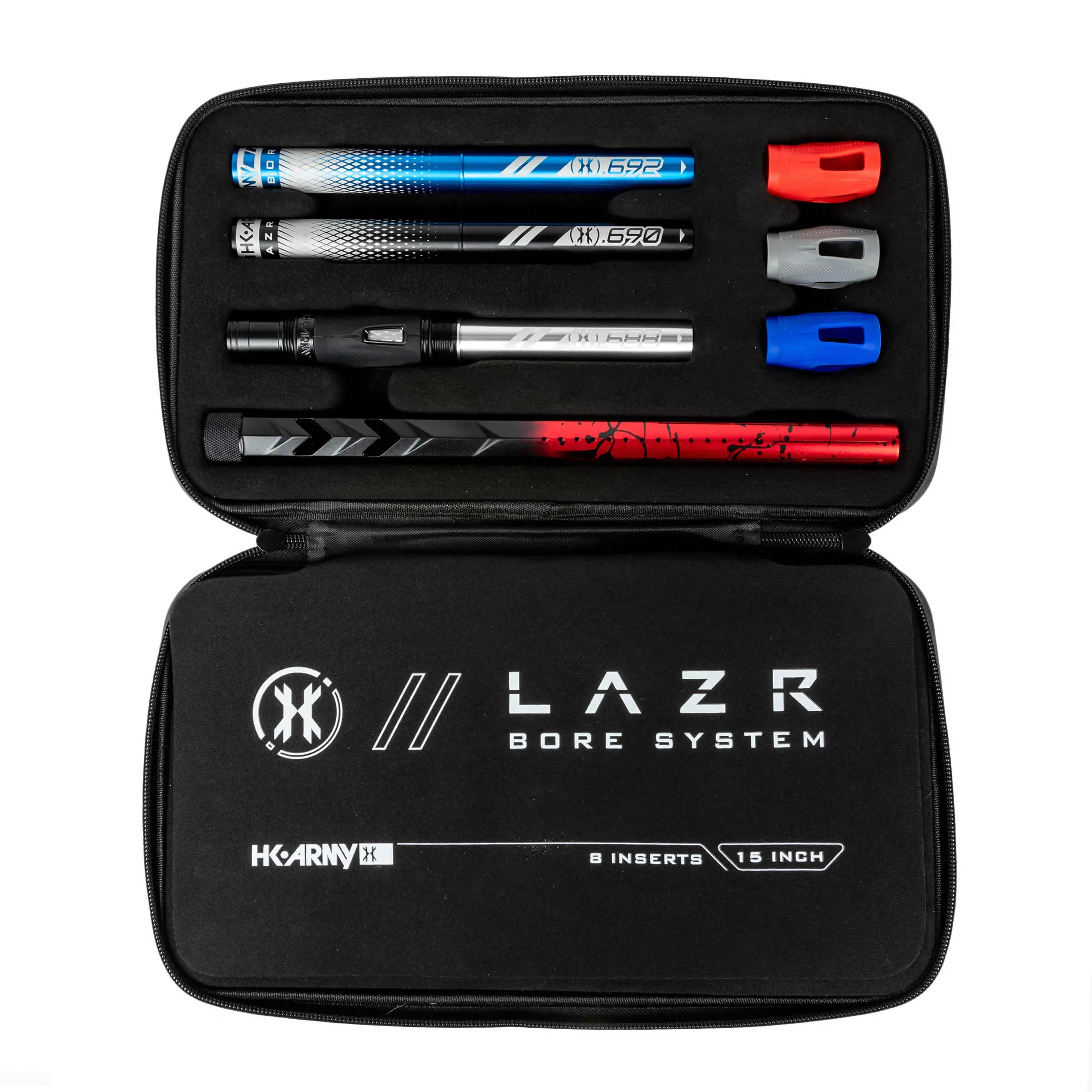 HK Army LAZR Fossil Elite Barrel Kit - 15 inch - Color Inserts - Cocker Threads - Red/Black Splash