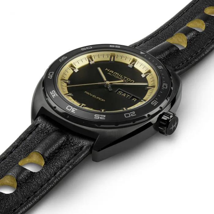 HML Watch American Classic Pan Europ Day Date Black & Gold