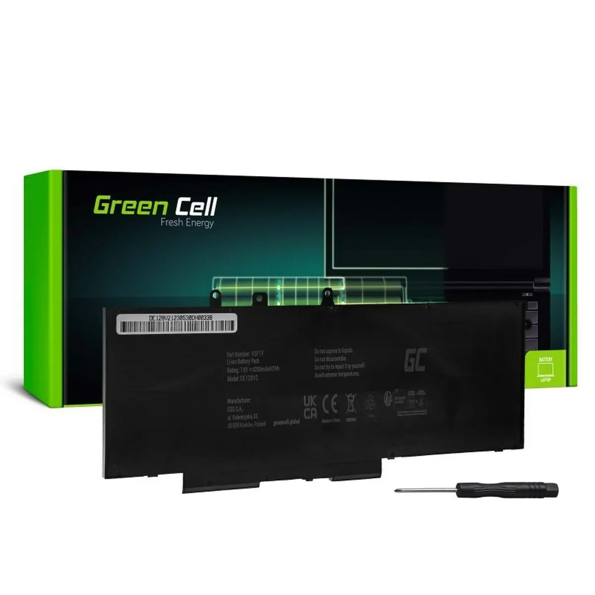 Laptop Battery Green Cell DE128V2 Black 47 Wh