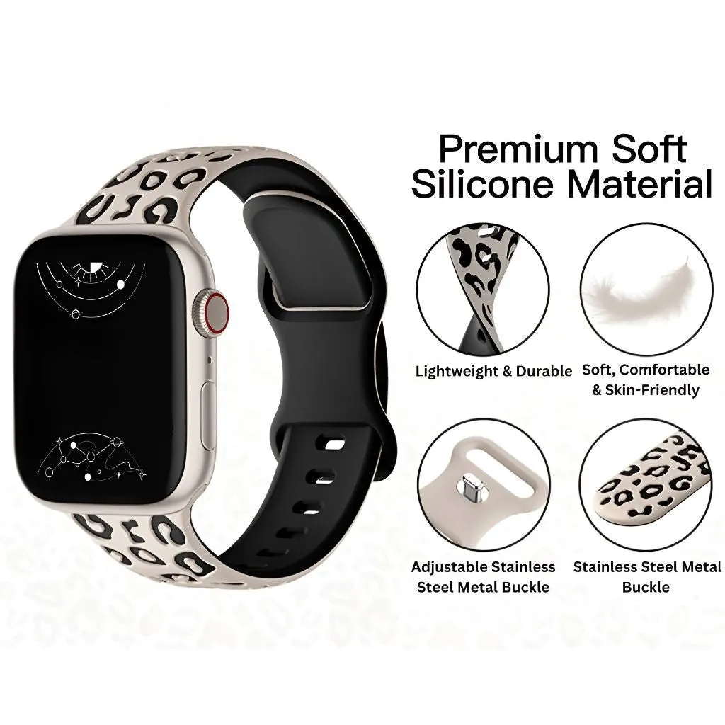 Obvius Silicone Band With Engraved Leopard Pattern