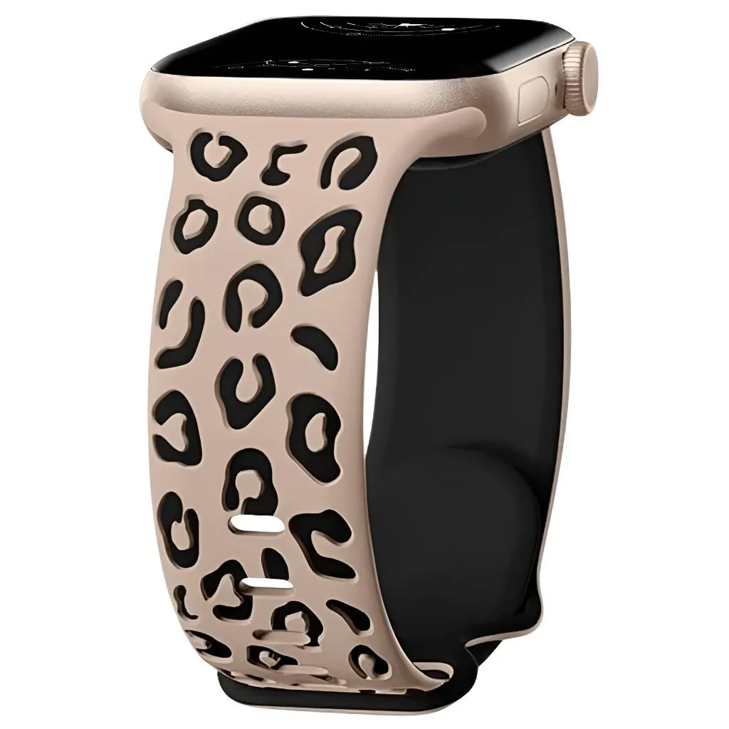 Obvius Silicone Band With Engraved Leopard Pattern