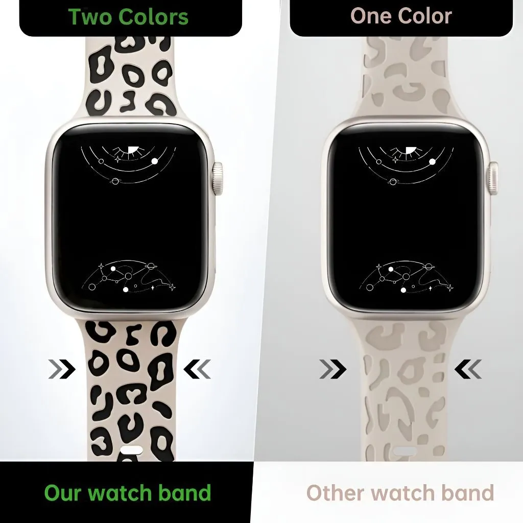 Obvius Silicone Band With Engraved Leopard Pattern