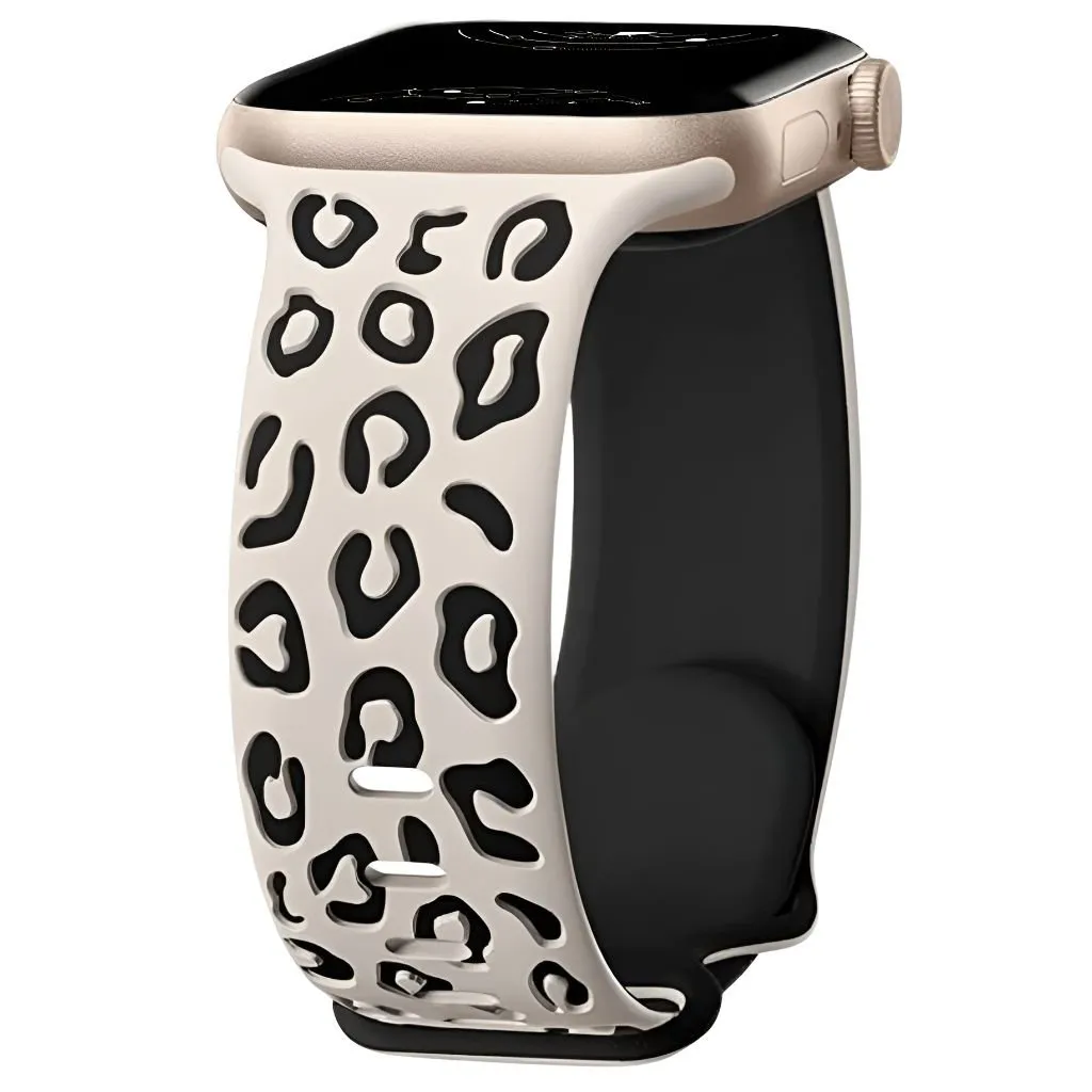 Obvius Silicone Band With Engraved Leopard Pattern