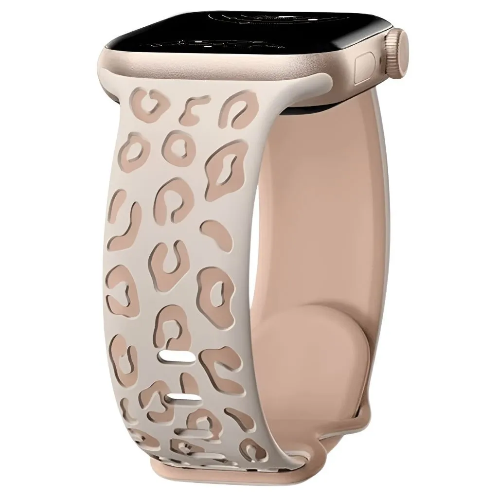 Obvius Silicone Band With Engraved Leopard Pattern