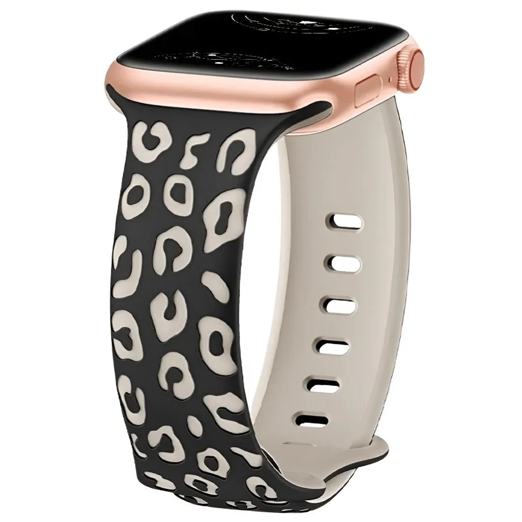 Obvius Silicone Band With Engraved Leopard Pattern