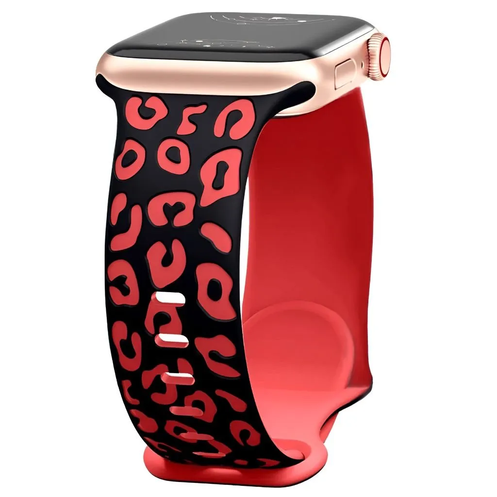 Obvius Silicone Band With Engraved Leopard Pattern