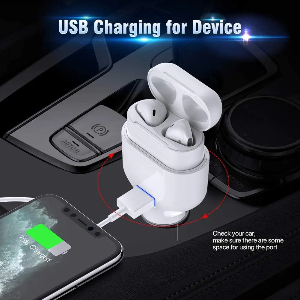 Poleet Car Charger With Charging Adapter for AirPods 1 and 2