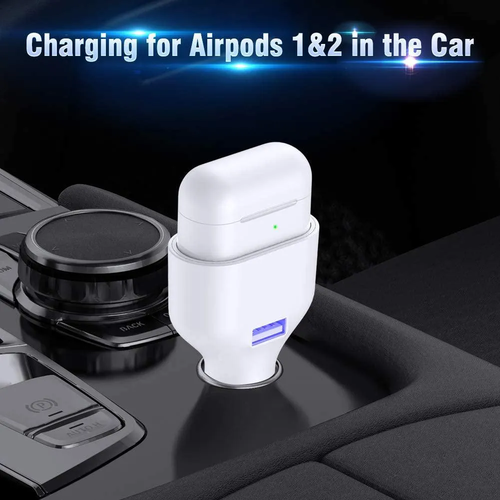 Poleet Car Charger With Charging Adapter for AirPods 1 and 2