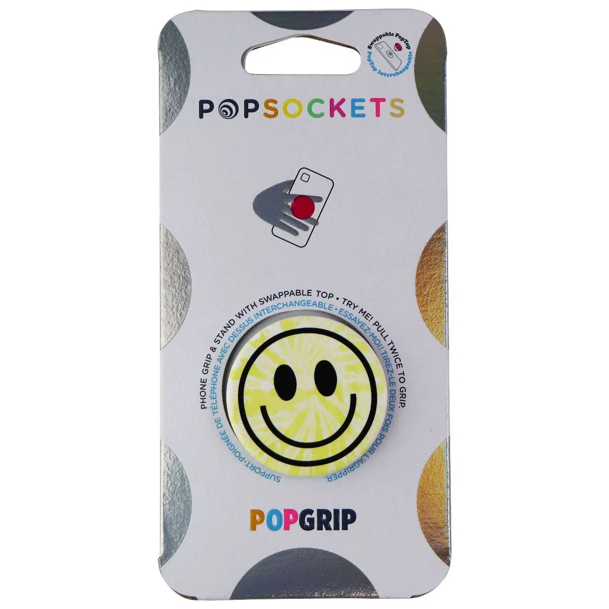 PopSockets Swappable PopGrip Phone Grip and Stand - Tie Dye Smiley