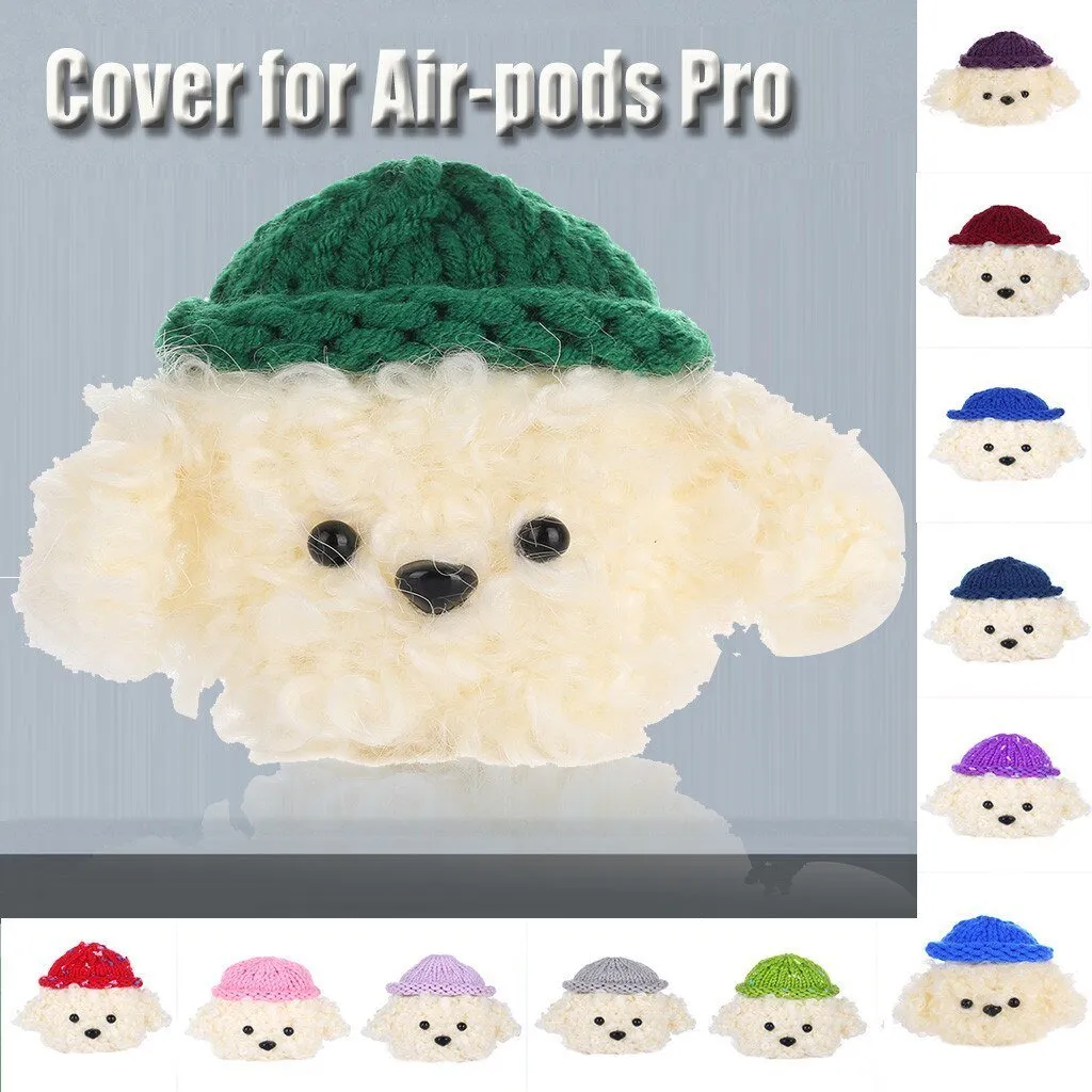 Protector For AirPods Pro 2019 Wireless Charging Case Knitted Lovely Plush Anti lost Protective Skin Cover