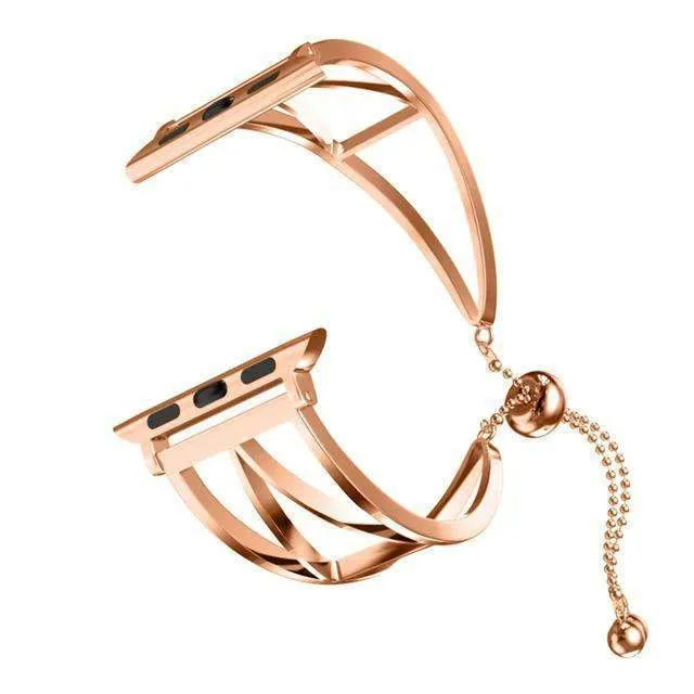 Rose Gold Stainless Steel Bangle Cuff Double Bead Buckle Series