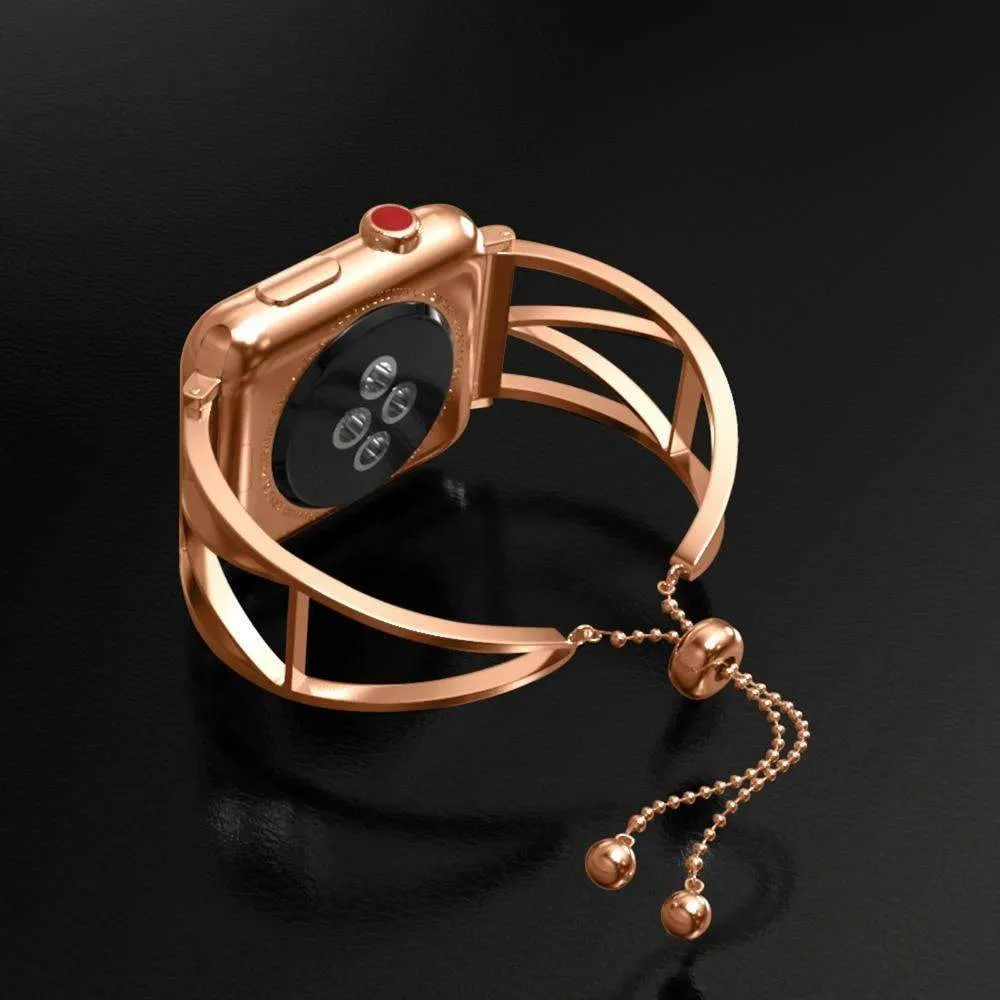 Rose Gold Stainless Steel Bangle Cuff Double Bead Buckle Series