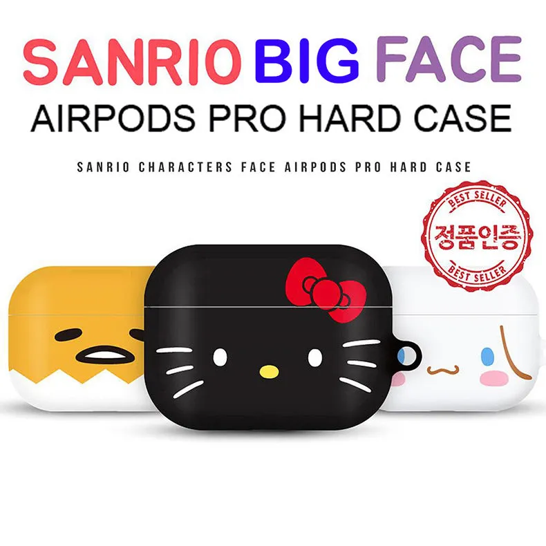 Sanrio Characters Big Face Hard Apple AirPods Charging Case Cover